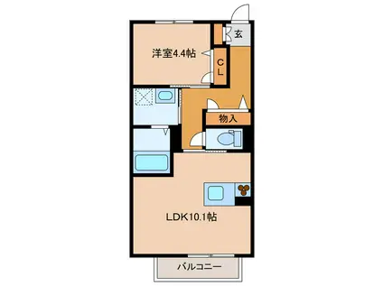 セントラルハウス(1LDK/1階)の間取り写真