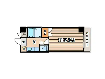 シャレード北仙台(1K/2階)の間取り写真