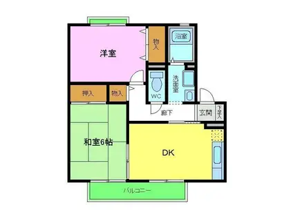 メイプルガーデン大美野(2LDK/1階)の間取り写真