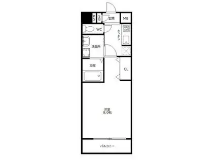 シンフォニア美野島(1K/2階)の間取り写真