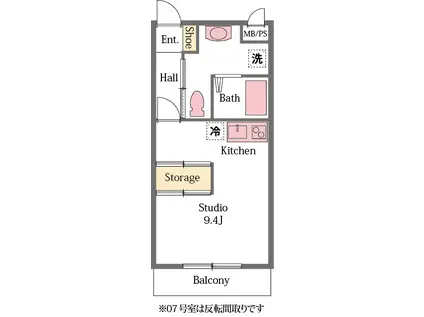 マティス(ワンルーム/2階)の間取り写真