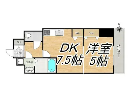 ONE ROOF FLAT FUKUSHIMA旧シャルマンフジ福島(1DK/5階)の間取り写真