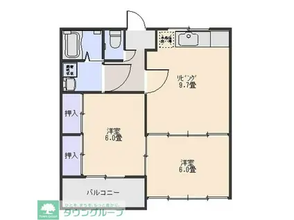 ヴィレッジ小嶋(2LDK/1階)の間取り写真
