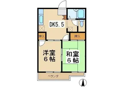 メゾンラフィット(2DK/2階)の間取り写真