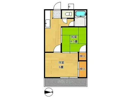 グリーンコーポ(2K/3階)の間取り写真