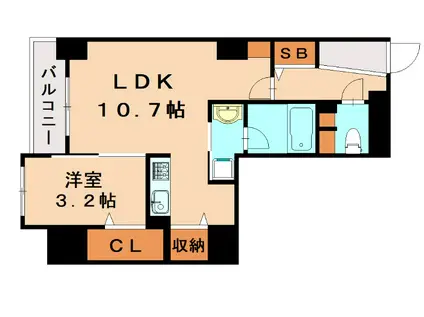 リーブル博多駅前(1LDK/14階)の間取り写真
