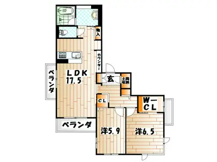 シャーメゾン・ルナ(2LDK/2階)の間取り写真