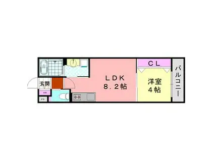 ダン・ル・ボア鳳東(1LDK/3階)の間取り写真