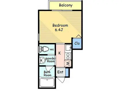 グリーンノア五反田(1K/1階)の間取り写真