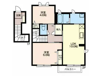ブランシェ山下(2LDK/2階)の間取り写真