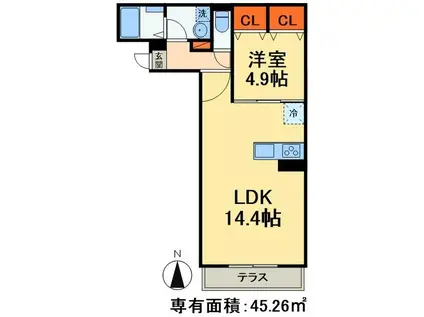 カーサスミレセグンダ(1LDK/2階)の間取り写真