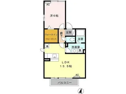 アンダンテA(1LDK/2階)の間取り写真