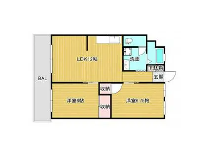 IT城南(2LDK/6階)の間取り写真