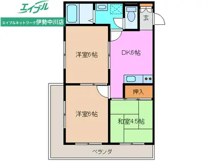 サンライト城山(3DK/1階)の間取り写真