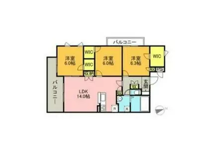 RAFFINA大濠(2LDK/4階)の間取り写真