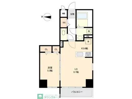 リテラス森下(1LDK/6階)の間取り写真