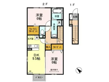 アムール新館(2DK/2階)の間取り写真