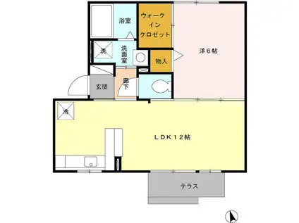 スマイルE&N E(1LDK/1階)の間取り写真