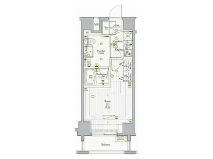 PREMIUM CUBE G駒沢大学(1K/7階)の間取り写真