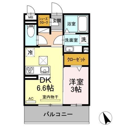 グランゲート東刈谷(1DK/1階)の間取り写真