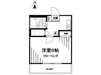 ラグーナ氷川台(1K/2階)の間取り写真