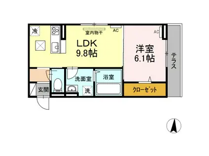 グレイス・ヴィラ(1LDK/1階)の間取り写真