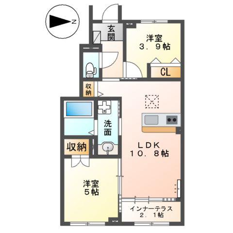 DUO TERRACE(2LDK/1階)の間取り写真