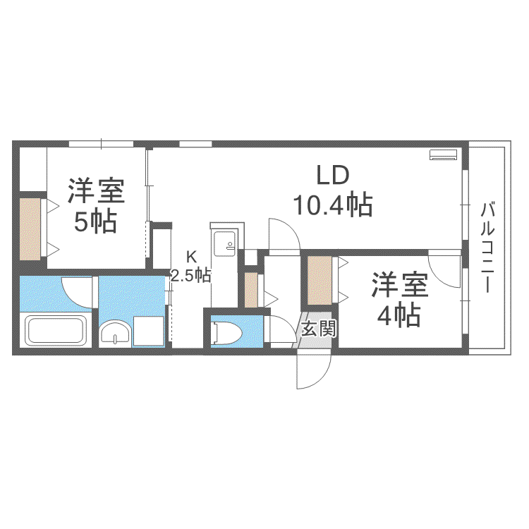 プエンテ発寒(2LDK/2階)の間取り写真