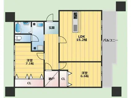 有楽箕面ハイツ(2SLDK/2階)の間取り写真
