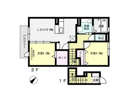 D-ROOM博多南B棟(2LDK/2階)の間取り写真