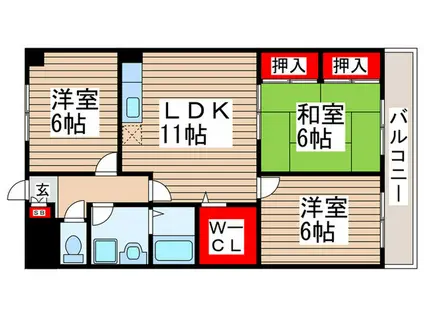 ロイヤルシャト―南流山(3LDK/2階)の間取り写真