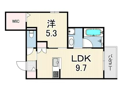 西宮市門前町ヘーベルメゾン(1LDK/2階)の間取り写真