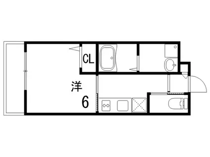 プリュニエ本山(1K/3階)の間取り写真