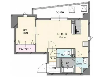 ラシェネガ博多南(1LDK/6階)の間取り写真