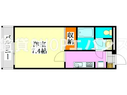 グレイスポート(1K/2階)の間取り写真