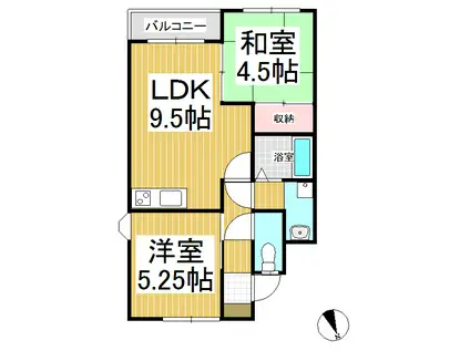 ファミール常田(2LDK/2階)の間取り写真