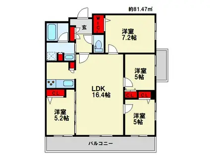 ラヴィーエ ヒナタ 春日西(4LDK/4階)の間取り写真