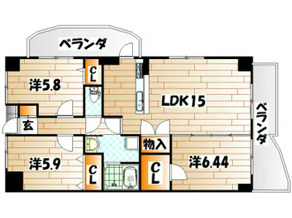 CREWS ROI.TENJIN (3LDK/3階)の間取り写真
