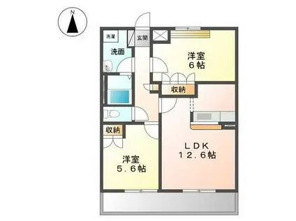 アシューレ(2LDK/2階)の間取り写真