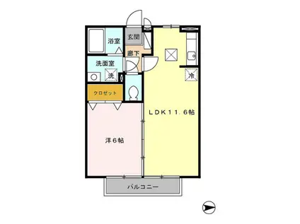 コートウィステリア(1LDK/1階)の間取り写真