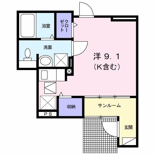 ラディアント・北方(ワンルーム/1階)の間取り写真