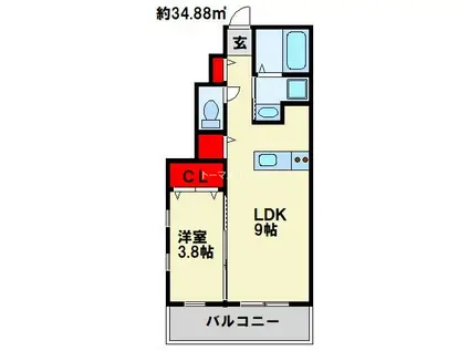 ユアメゾン社ノ木(1LDK/1階)の間取り写真