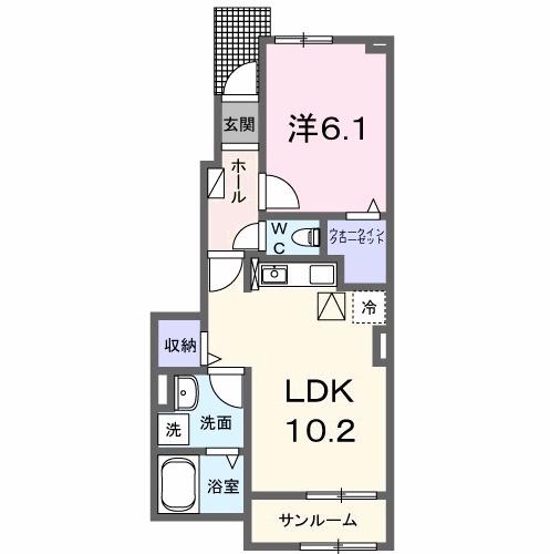 ミナ タウン(1LDK/1階)の間取り写真