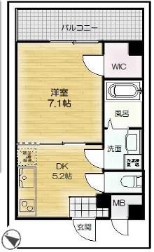 ELEGANTE宝塚(1DK/4階)の間取り写真