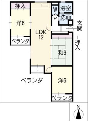 ロアール赤池(3LDK/3階)の間取り写真
