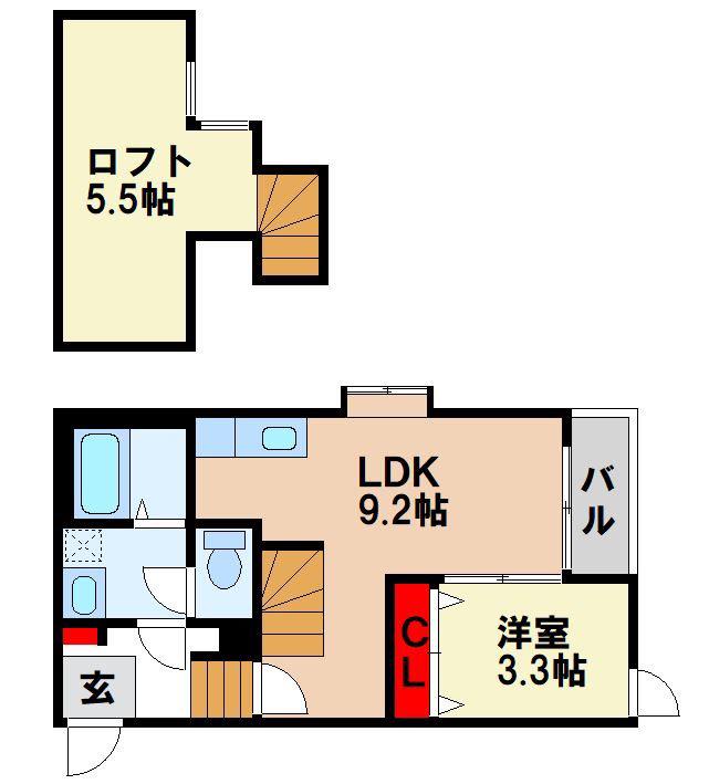 エルシャトー小郡(1LDK/2階)の間取り写真