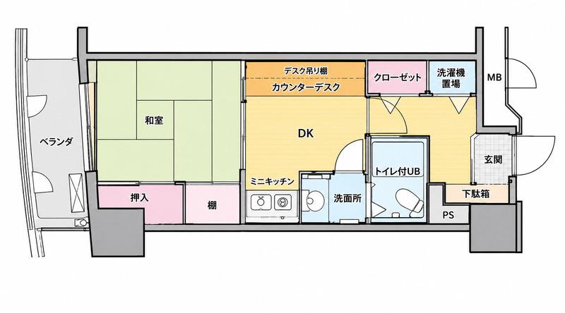 新潟ダイカンプラザ遊学館(1DK/4階)の間取り写真