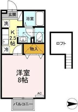 セジュール桜馬場(1K/2階)の間取り写真
