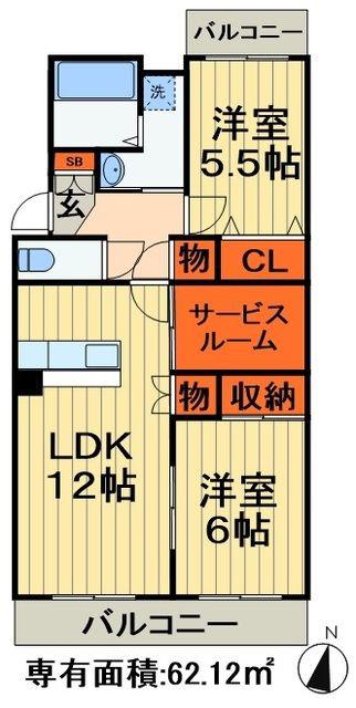アムール・アドニスA(2SLDK/1階)の間取り写真