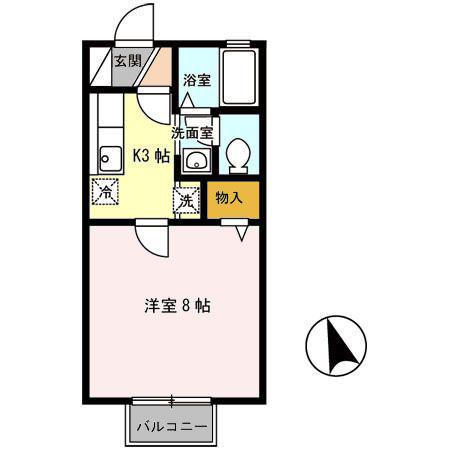 ジュネス南栄(1K/1階)の間取り写真